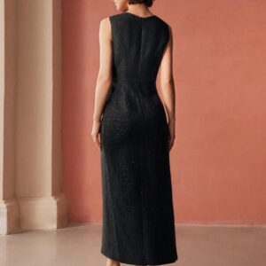Vestido Negro Largo Con Abertura