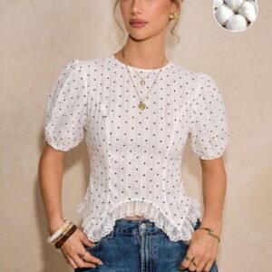 Blusa Algodón Estampado Lunar
