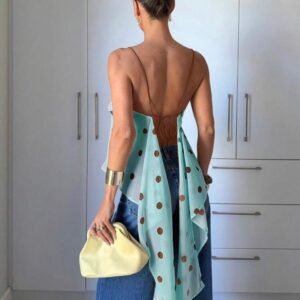 Top Tirantes Azul Menta Con Puntos