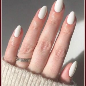 Set de 24 Uñas Ovaladas Blancas