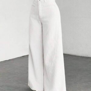 Pantalon Blanco De Pana Pierna Ancha