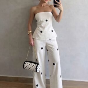 Conjunto Polka Dots Top Estilo Peplum