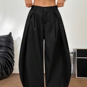 Pantalon Negro Holgado Pierna Ancha