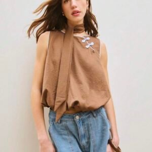 Blusa Con Botones Nudo estilo chino